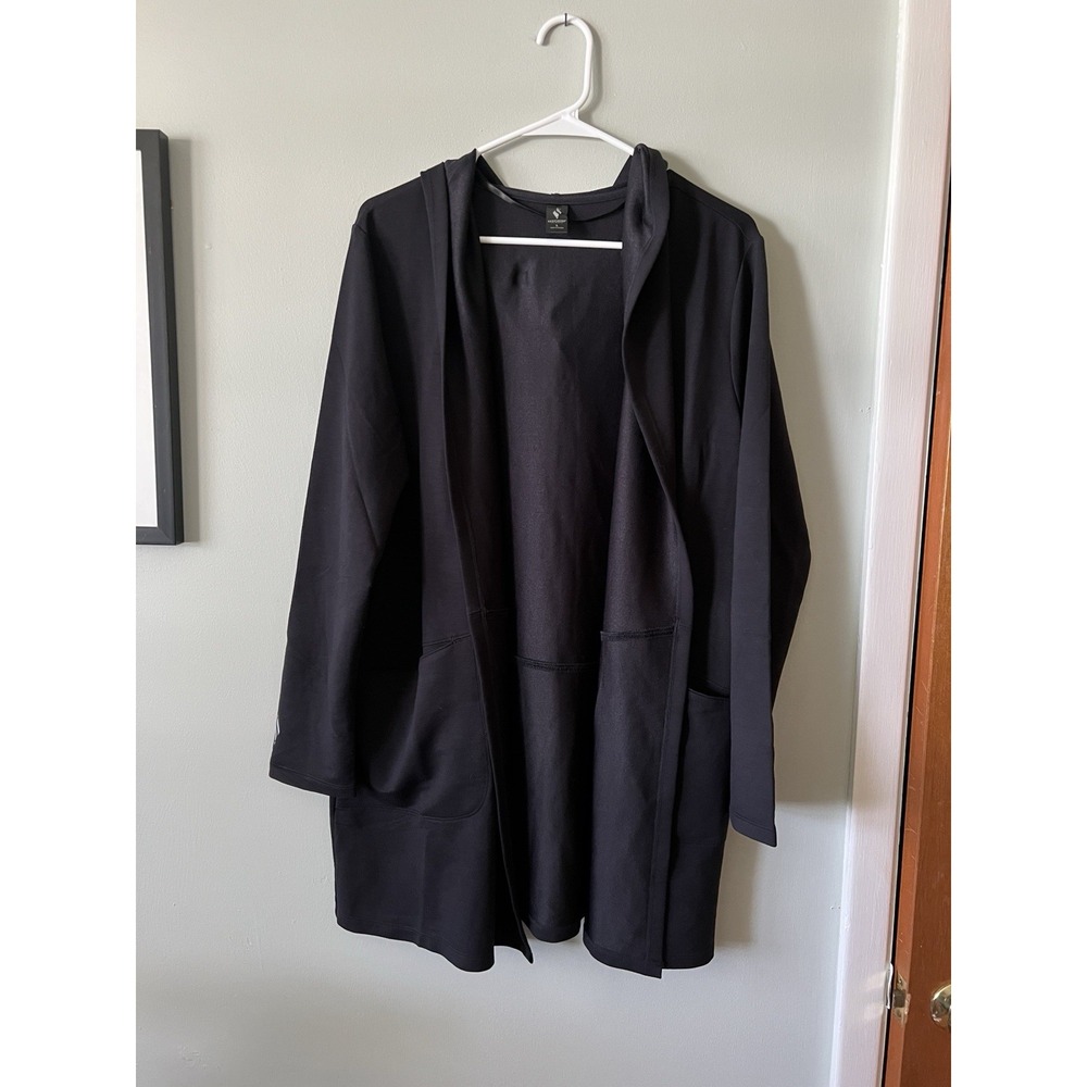 Sketchers Go Walk Sketch Luxe Restful Hoodigan Open Hooded Black Women Sz L NWT